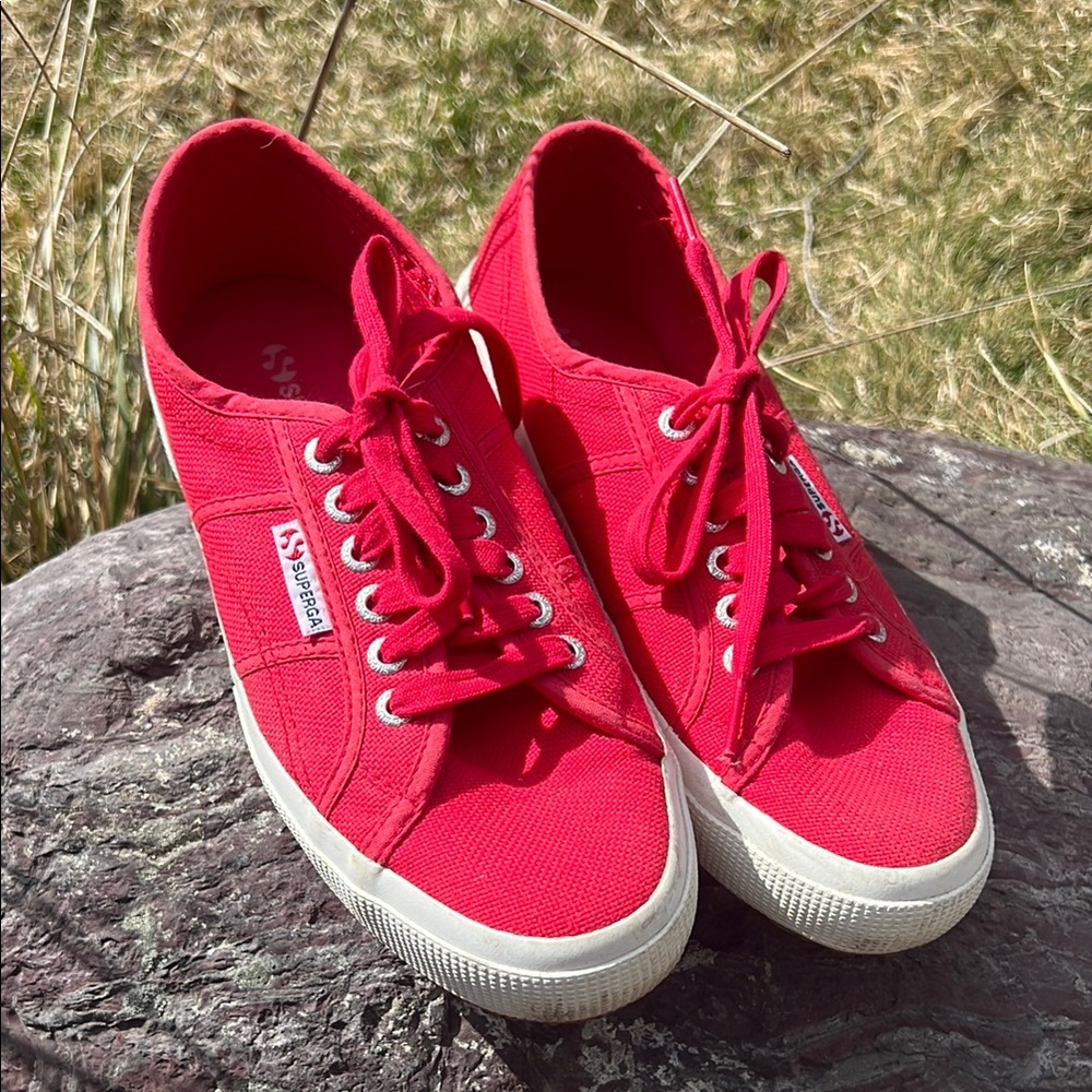 Superga Women's Red Canvas Sneakers